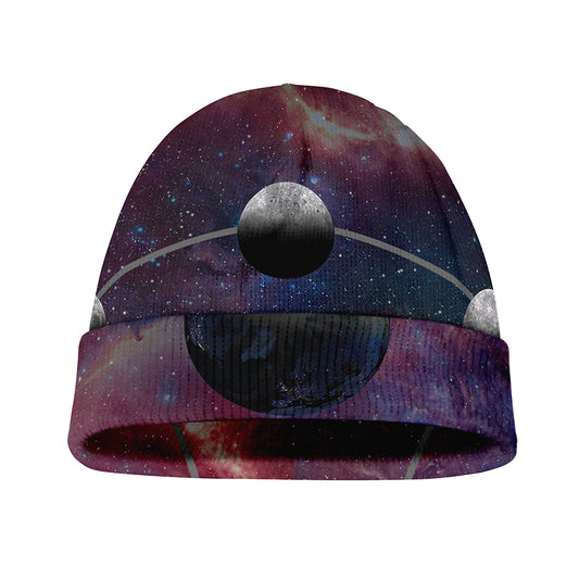 Galaxy Lunar Phase Print Beanie