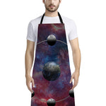 Galaxy Lunar Phase Print Bib Apron With Pocket