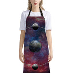 Galaxy Lunar Phase Print Bib Apron With Pocket