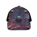 Galaxy Lunar Phase Print Black Mesh Trucker Hat