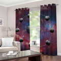 Galaxy Lunar Phase Print Dimout Grommet Curtains