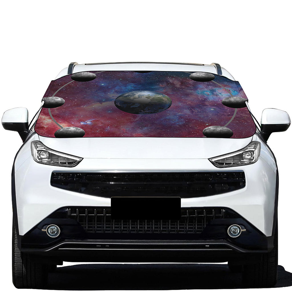 Galaxy Lunar Phase Print Car Windshield Snow Cover
