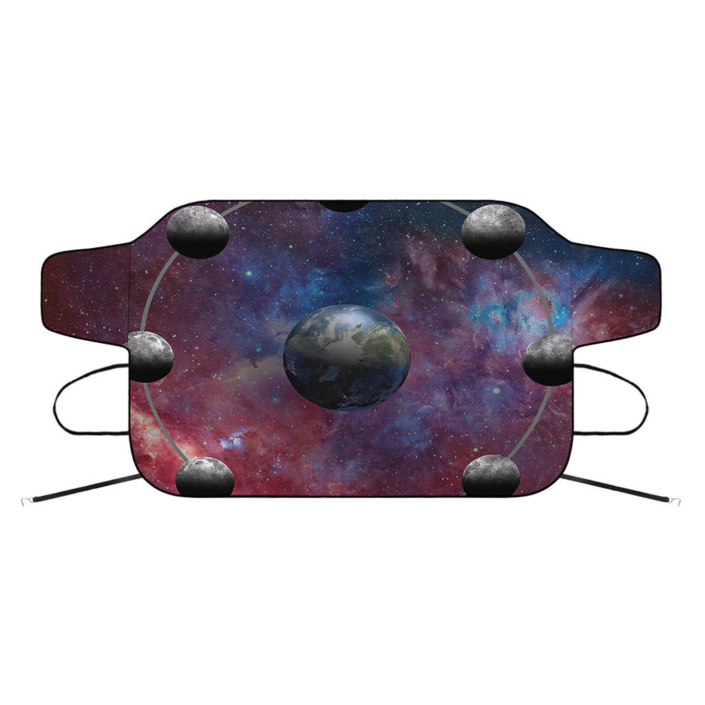 Galaxy Lunar Phase Print Car Windshield Snow Cover