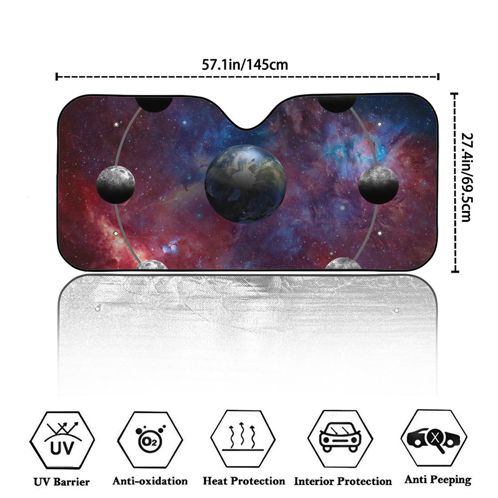 Galaxy Lunar Phase Print Car Windshield Sun Shade