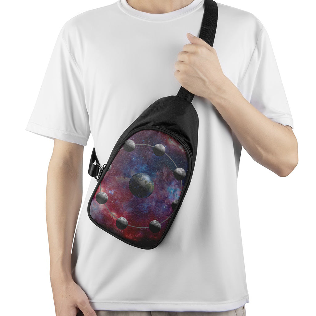 Galaxy Lunar Phase Print Chest Bag