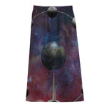 Galaxy Lunar Phase Print Cotton Front Slit Maxi Skirt