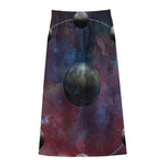 Galaxy Lunar Phase Print Cotton Front Slit Maxi Skirt