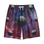 Galaxy Lunar Phase Print Cotton Shorts
