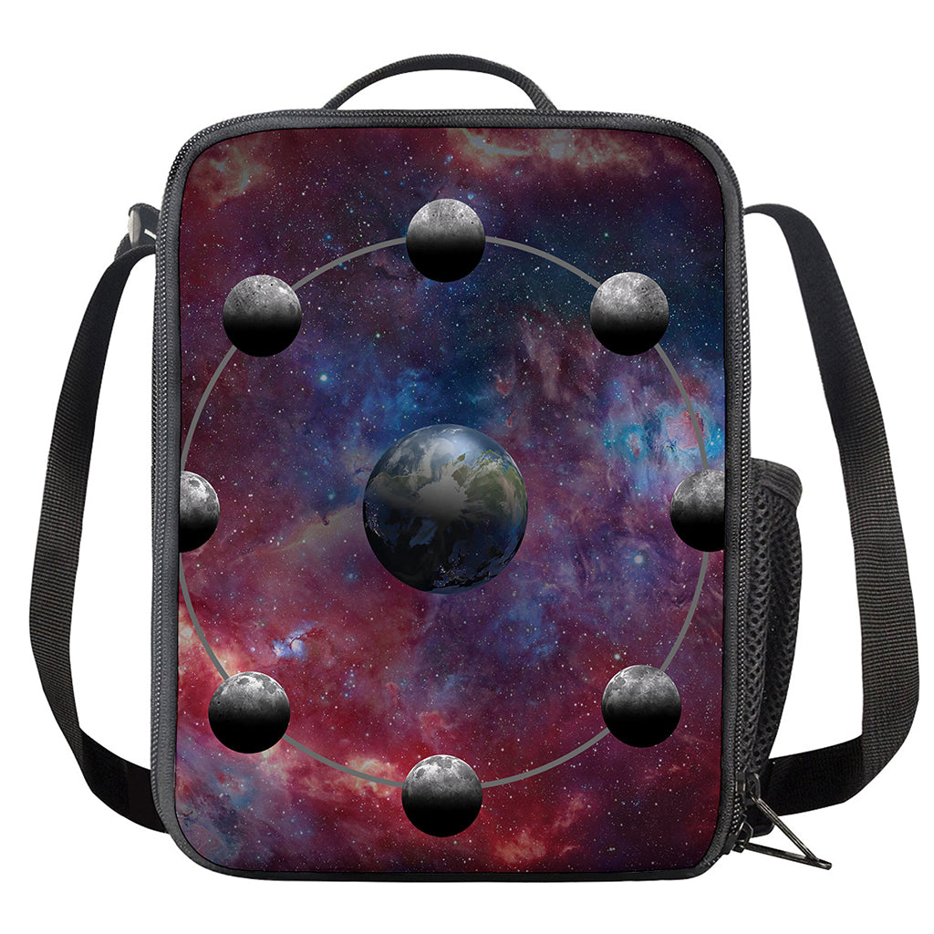 Galaxy Lunar Phase Print Crossbody Lunch Bag