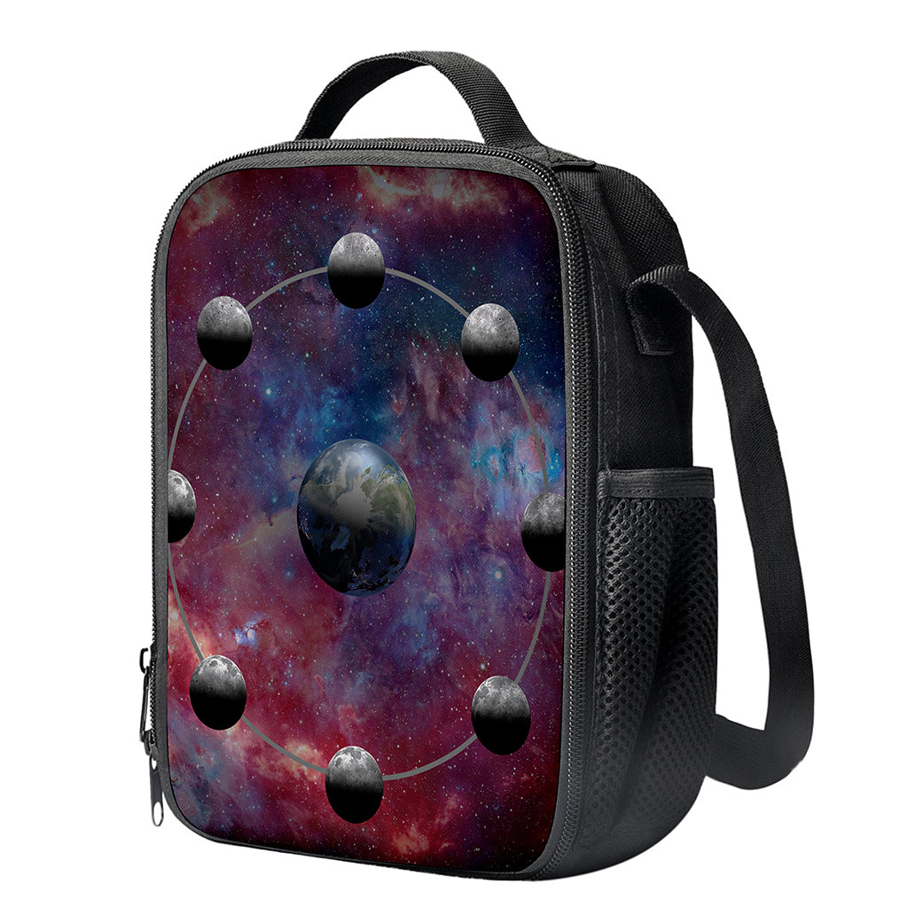 Galaxy Lunar Phase Print Crossbody Lunch Bag