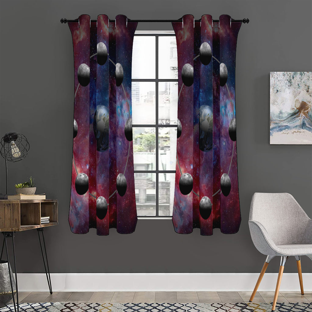 Galaxy Lunar Phase Print Curtain