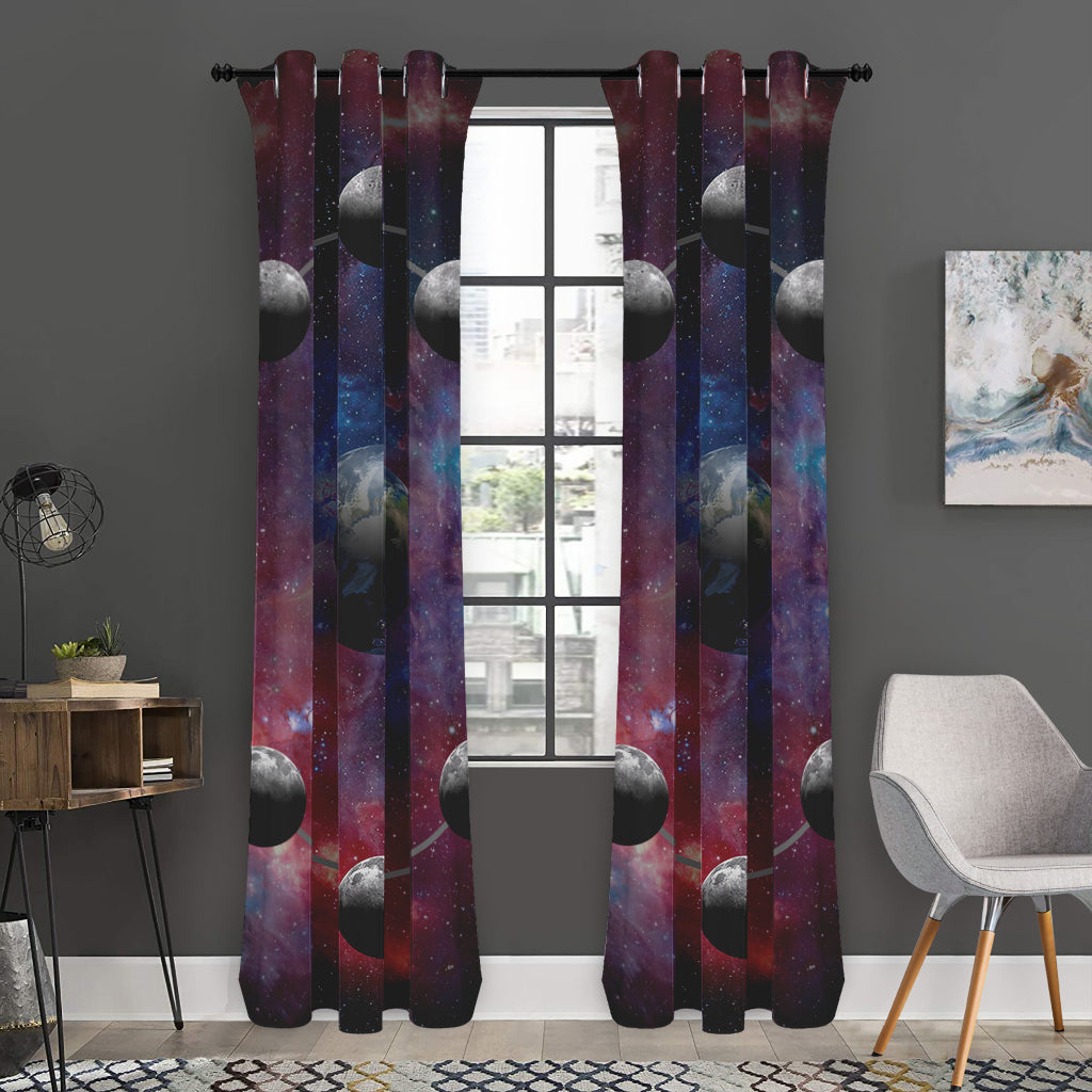 Galaxy Lunar Phase Print Curtain