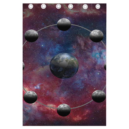 Galaxy Lunar Phase Print Curtain