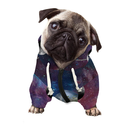 Galaxy Lunar Phase Print Dog Zip Up Hoodie