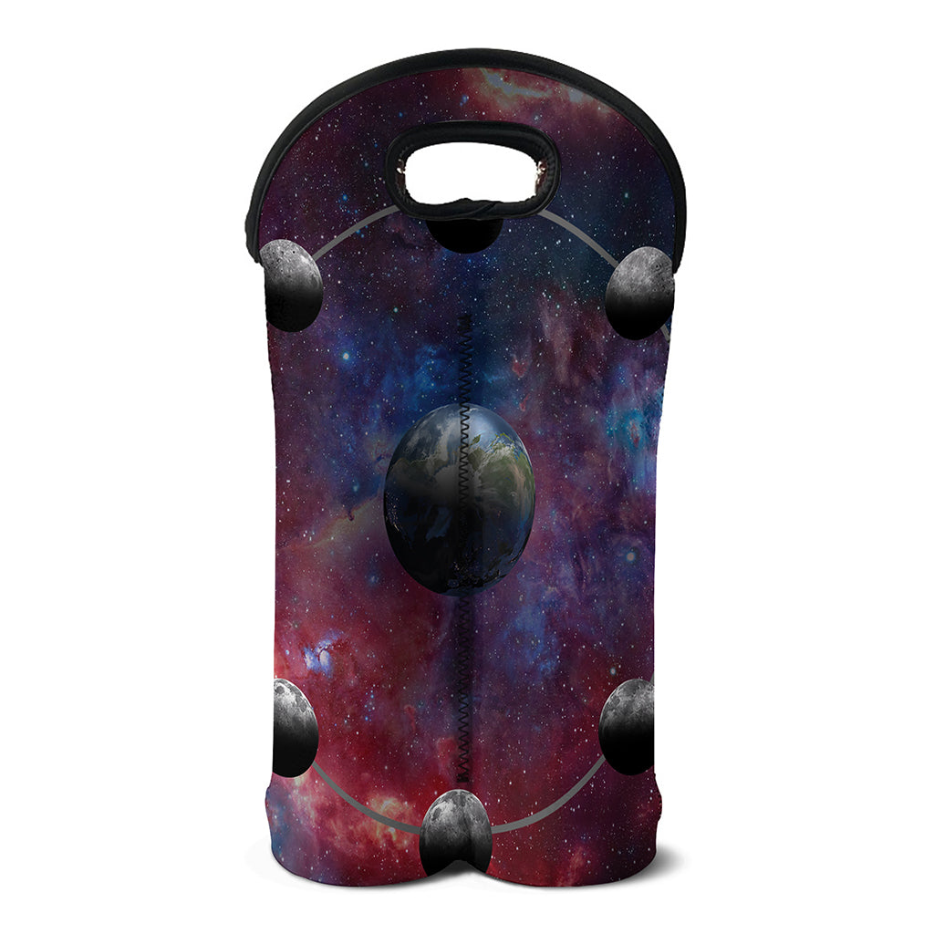 Galaxy Lunar Phase Print Double Neoprene Wine Tote