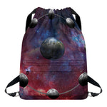 Galaxy Lunar Phase Print Drawstring Backpack