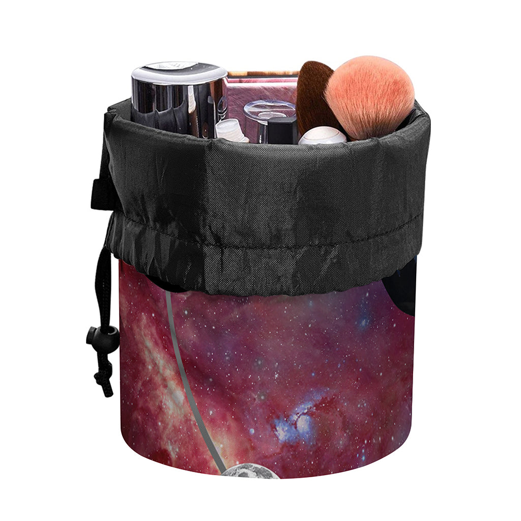 Galaxy Lunar Phase Print Drawstring Makeup Bag