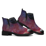 Galaxy Lunar Phase Print Flat Ankle Boots