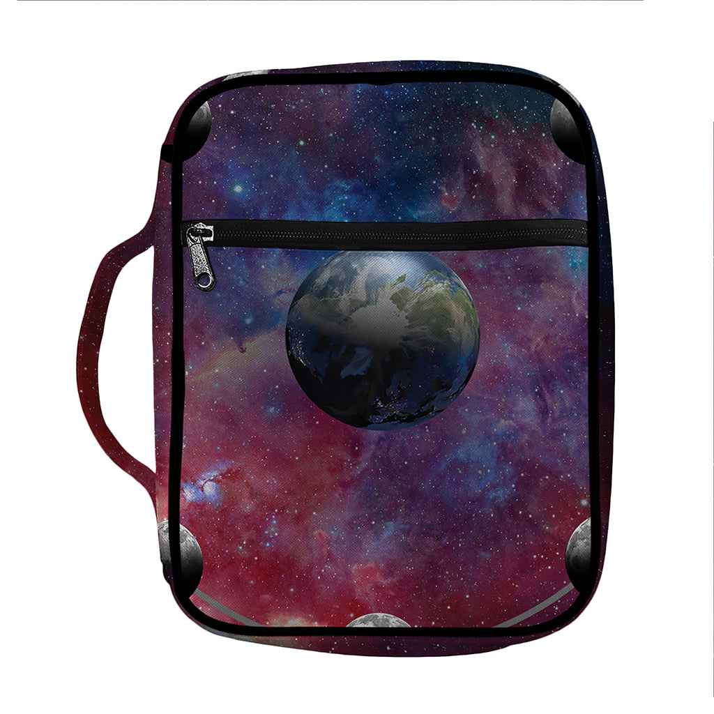 Galaxy Lunar Phase Print Front Pocket Bible Bag
