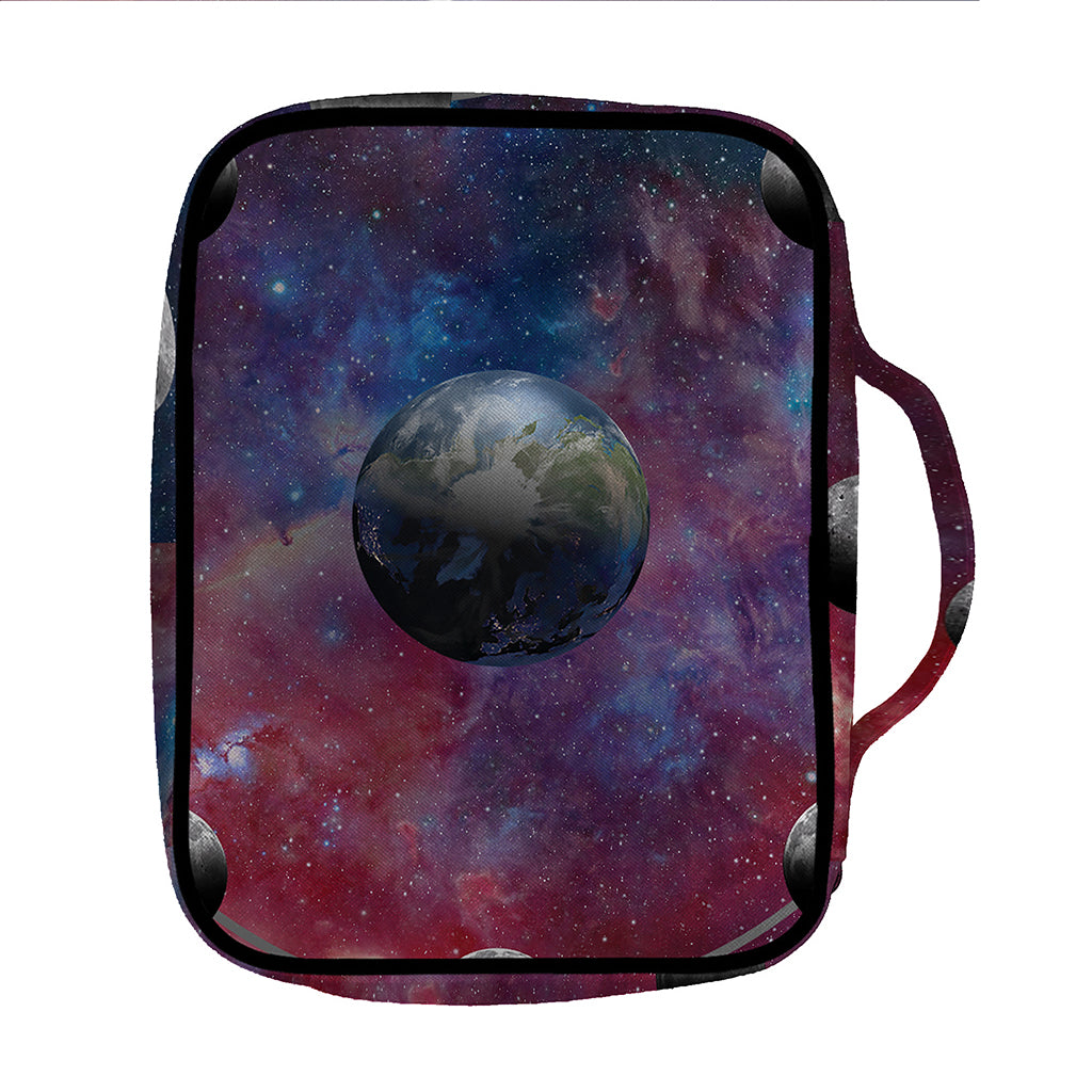 Galaxy Lunar Phase Print Front Pocket Bible Bag