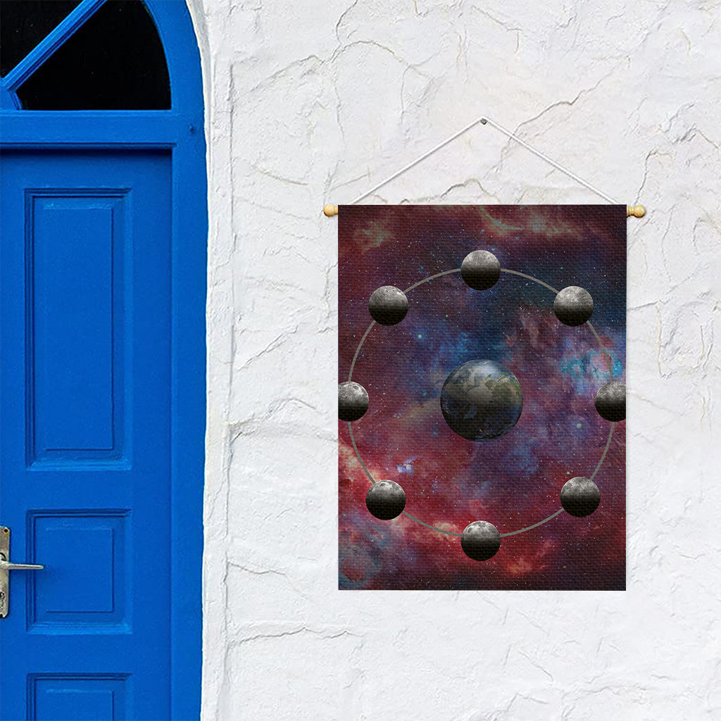 Galaxy Lunar Phase Print Garden Flag