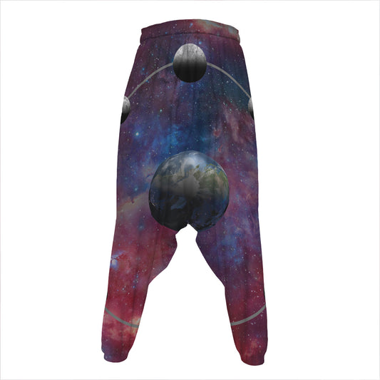 Galaxy Lunar Phase Print Hammer Pants