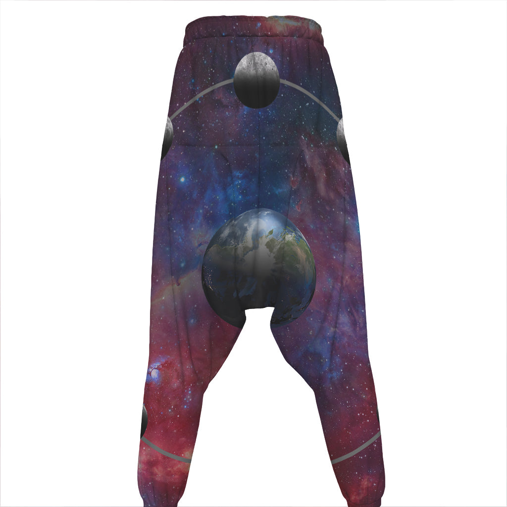 Galaxy Lunar Phase Print Hammer Pants