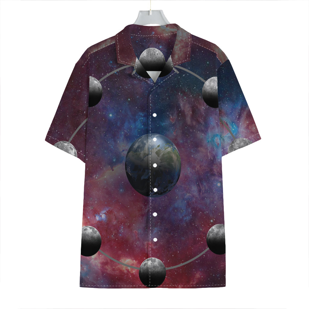 Galaxy Lunar Phase Print Hawaiian Shirt