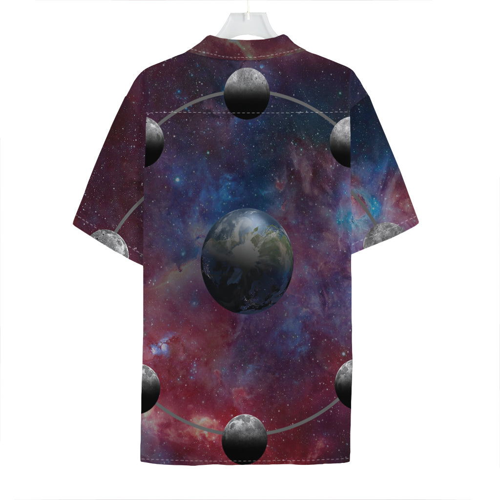 Galaxy Lunar Phase Print Hawaiian Shirt