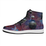 Galaxy Lunar Phase Print High Top Leather Sneakers
