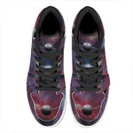 Galaxy Lunar Phase Print High Top Leather Sneakers