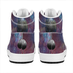 Galaxy Lunar Phase Print High Top Leather Sneakers