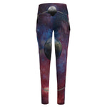 Galaxy Lunar Phase Print High-Waisted Pocket Leggings
