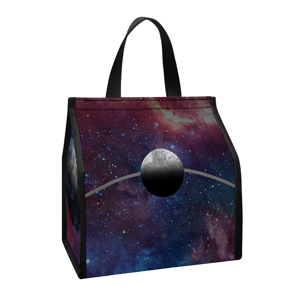 Galaxy Lunar Phase Print Insulated Lunch Tote