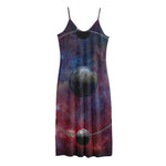 Galaxy Lunar Phase Print Jersey Midi Cami Dress