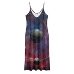 Galaxy Lunar Phase Print Jersey Midi Cami Dress
