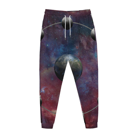 Galaxy Lunar Phase Print Jogger Pants