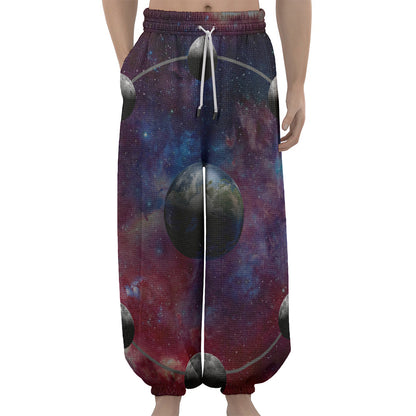 Galaxy Lunar Phase Print Lantern Pants