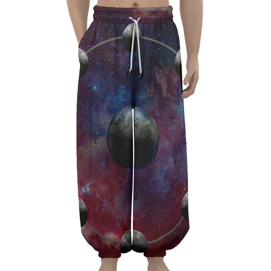 Galaxy Lunar Phase Print Lantern Pants