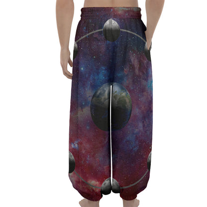 Galaxy Lunar Phase Print Lantern Pants