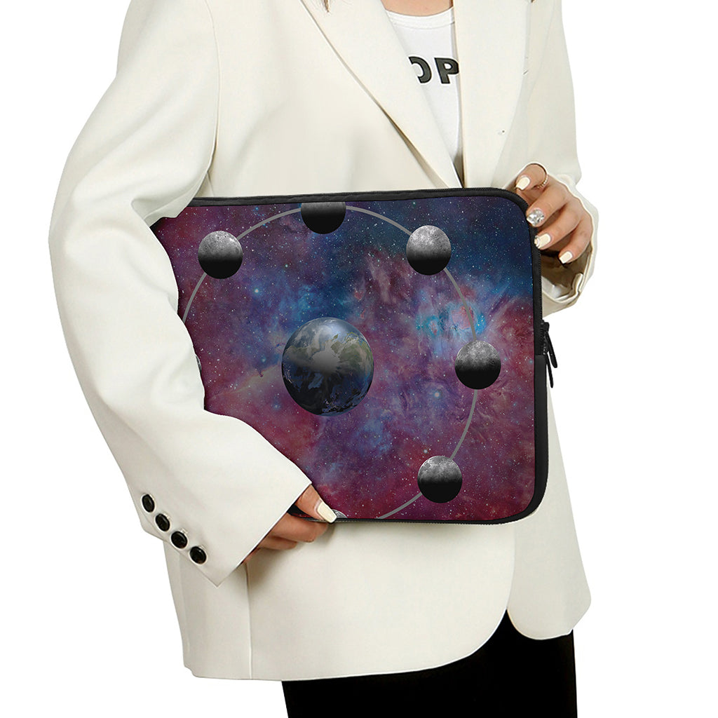 Galaxy Lunar Phase Print Laptop Sleeve