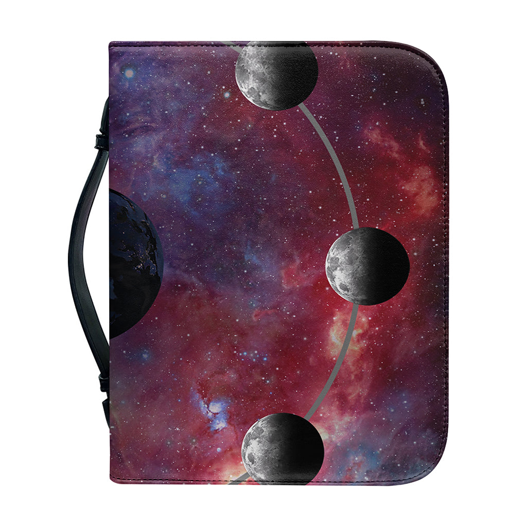 Galaxy Lunar Phase Print Leather Bible Cover