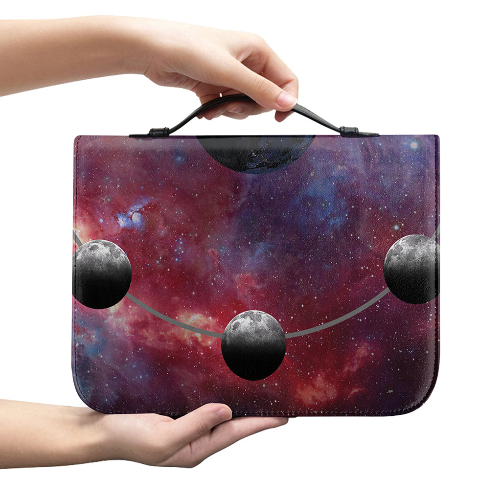 Galaxy Lunar Phase Print Leather Bible Cover