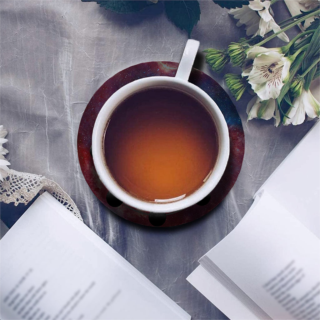 Galaxy Lunar Phase Print Leather Coaster Set