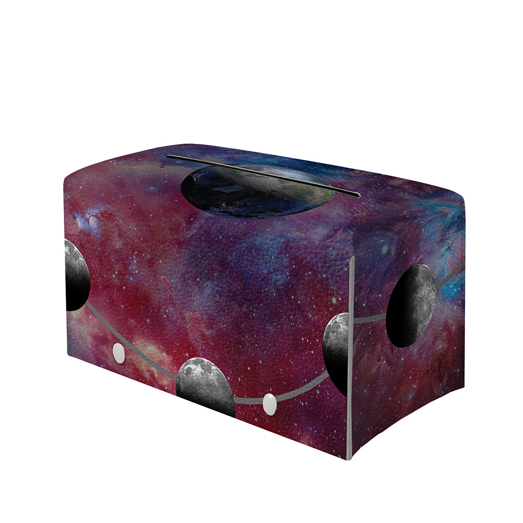 Galaxy Lunar Phase Print Leather Tissue Box Cover