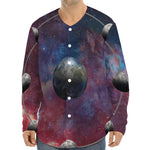 Galaxy Lunar Phase Print Long Sleeve Baseball Jersey