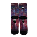 Galaxy Lunar Phase Print Long Socks