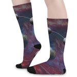 Galaxy Lunar Phase Print Long Socks