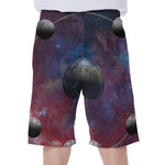 Galaxy Lunar Phase Print Men's Beach Shorts