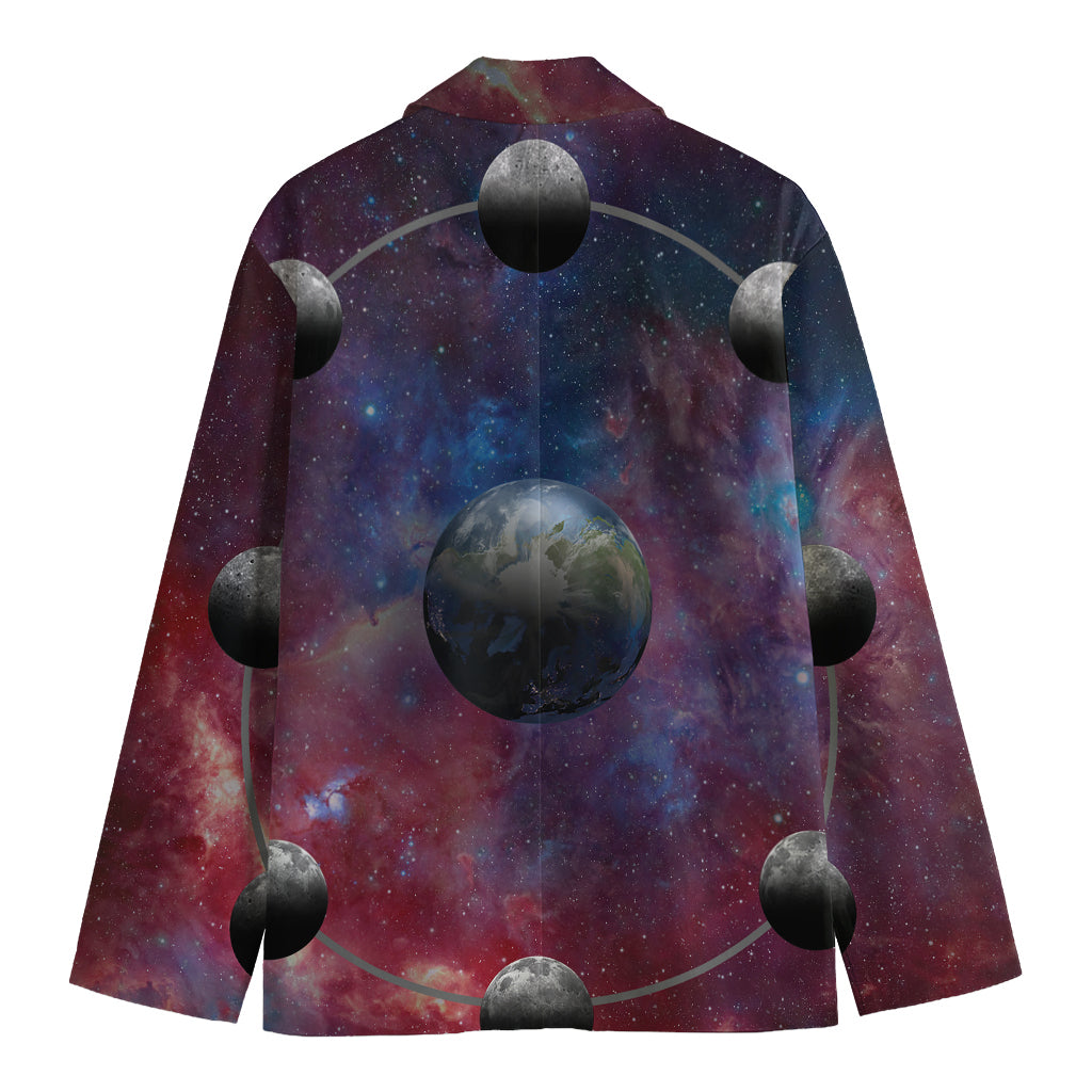 Galaxy Lunar Phase Print Men's Blazer